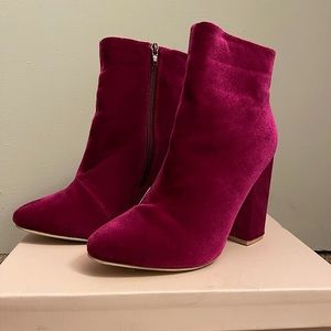 Pink magenta block heel ankle bootie boots